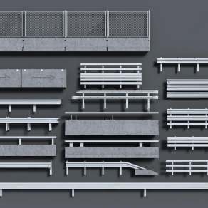 现代道路护栏3D模型下载